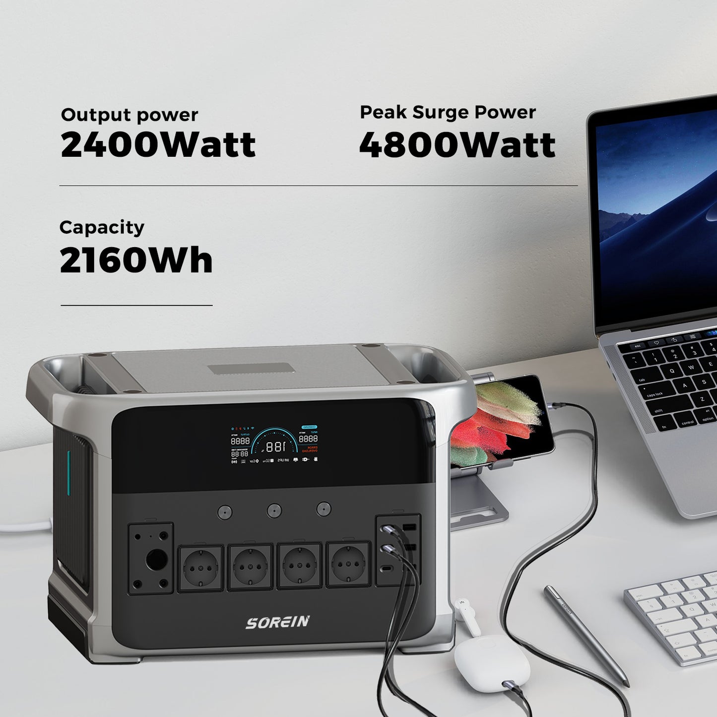 Sorein P2400 2400W 2160Wh Lifepo4 Portable Power Station