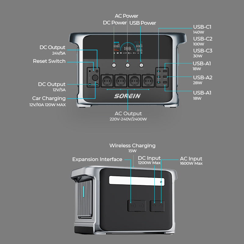 Sorein P2400 2400W 2160Wh Lifepo4 Portable Power Station