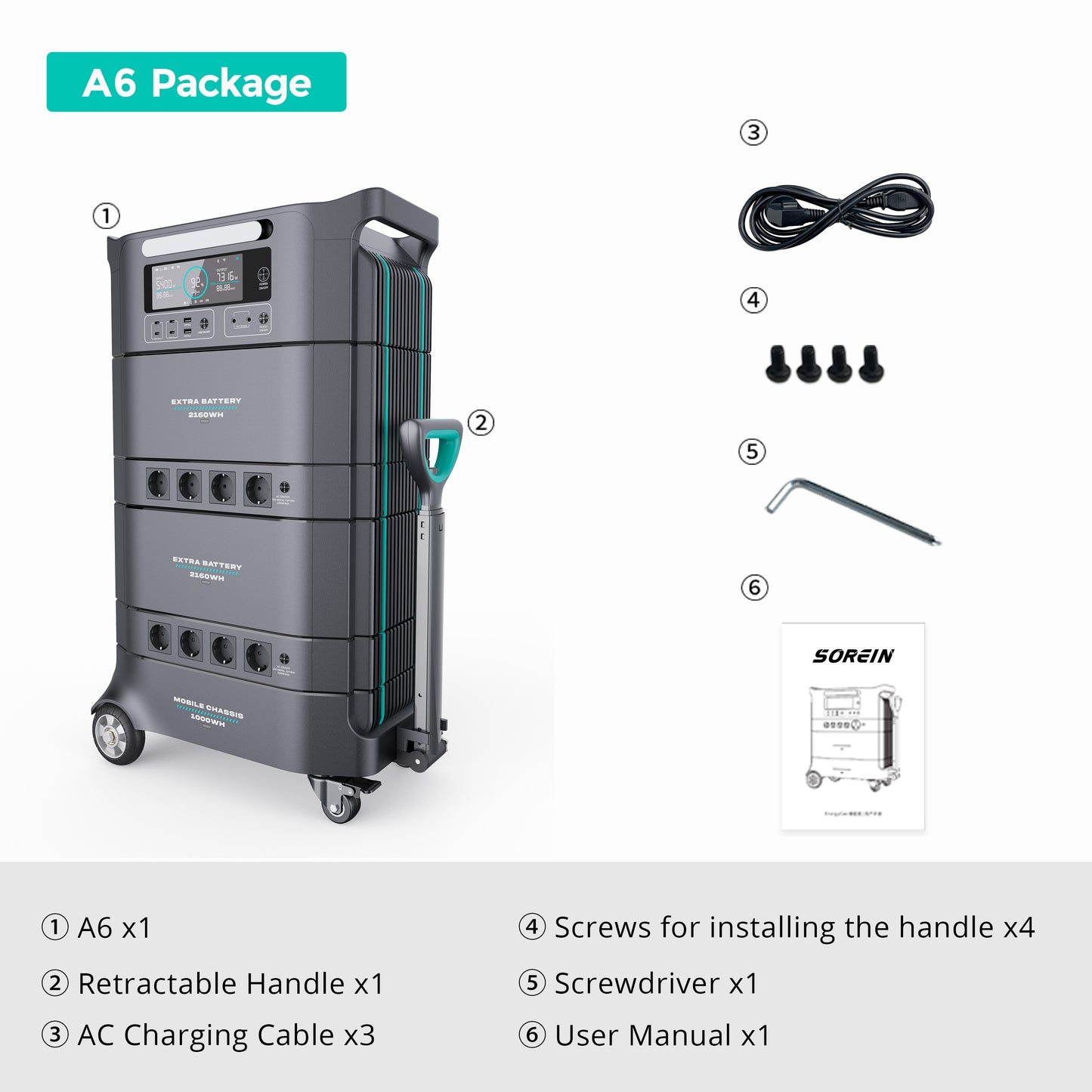 Sorein A6 6394Wh 6600W LFP Stack battery Home Energy Storage